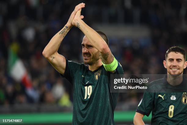 Bonucci of Italia during the European Qualifiers match between Italia and Grecia at Stadio Olimpico on october 12, 2019 in Roma Italy.