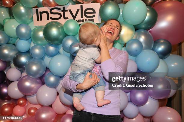 Nina Bott and her son Lino during the "InStyle Mini & Me Lounge" at Hotel Bayerischer Hof on October 12, 2019 in Munich, Germany.