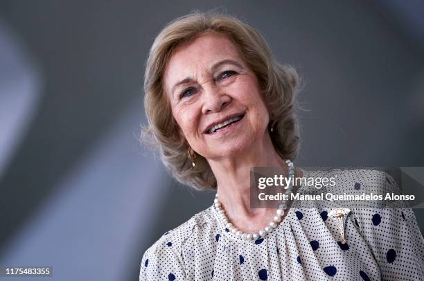 Queen Sofia attends the Acts for the 7th International Congress Of Research And Innovation In Neurodegenerative Diseases at Museo de Las Ciencias...