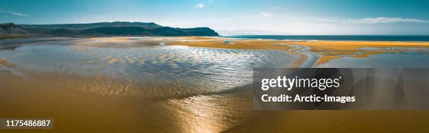 beach, raudisandur, west fjords, iceland - westfjords iceland stock pictures, royalty-free photos & images