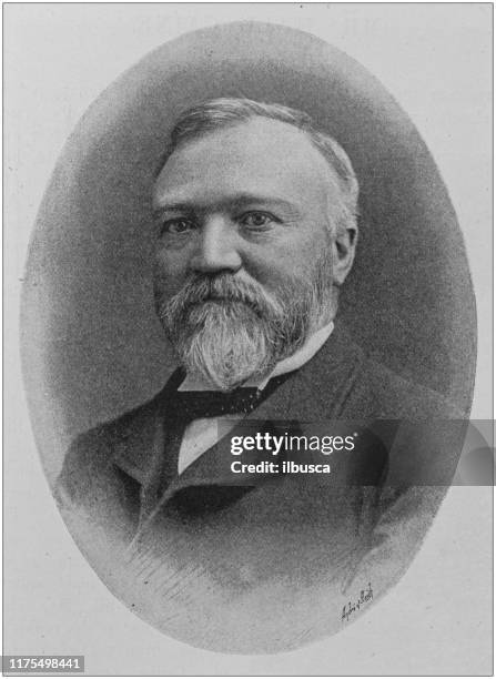 antique portrait of famous men: andrew carnegie - andrew carnegie stock illustrations