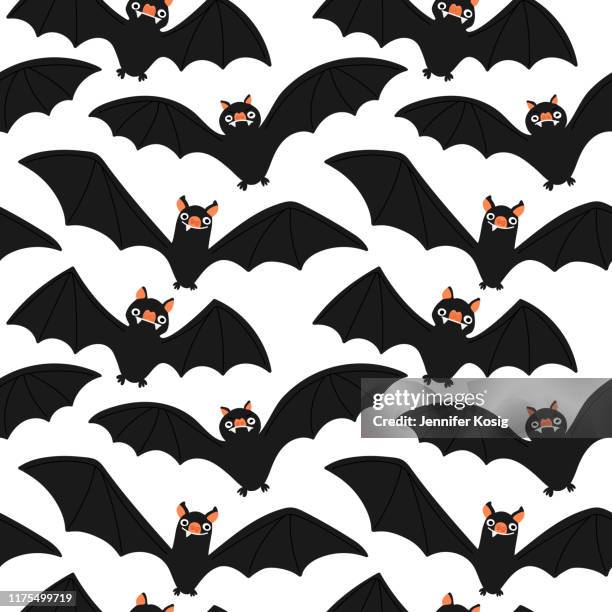 seamless vampire bat illustration pattern, white background - vampire background stock illustrations