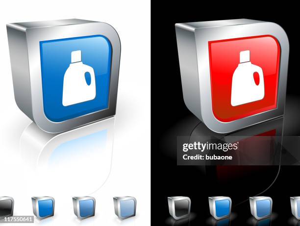 red and blue laundry detergent 3-d icons. - laundry detergent white background stock illustrations