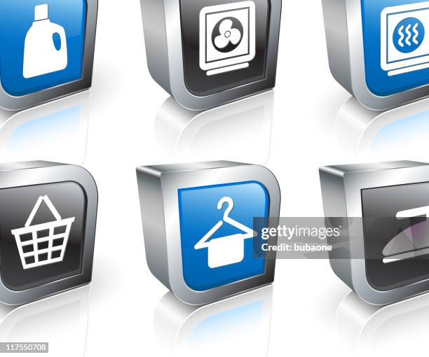 laundry 3d royalty free vector icon set - washer and dryer stock illustrations