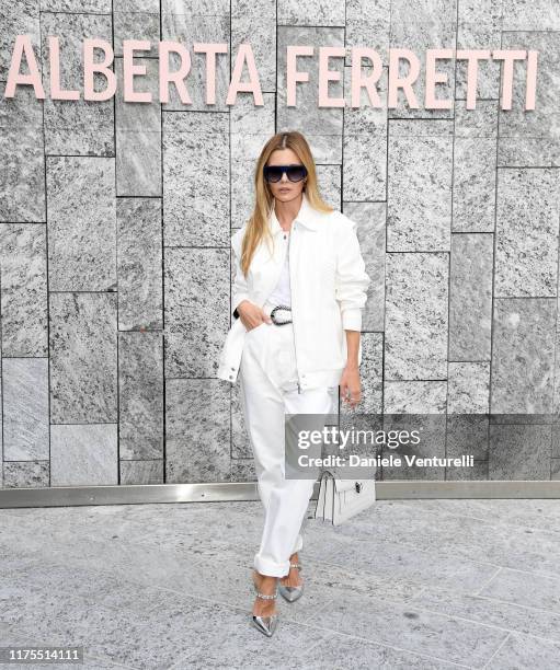 Elizabeth Sulcer attends the Alberta Ferretti fashion show during the Milan Fashion Week Spring/Summer 2020 on September 18, 2019 in Milan, Italy.