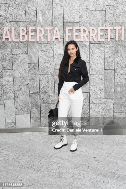 Doina Ciobanu attends the Alberta Ferretti fashion show during the Milan Fashion Week Spring/Summer 2020 on September 18, 2019 in Milan, Italy.