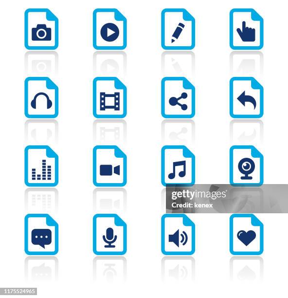 document and media icons set - video voip stock illustrations