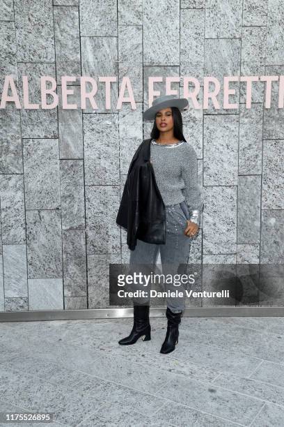 Sabrina Dhowre Elba attends the Alberta Ferretti fashion show during the Milan Fashion Week Spring/Summer 2020 on September 18, 2019 in Milan, Italy.