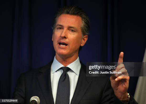 California Gov. Gavin Newsom speaks during a news conference at the California justice department on September 18, 2019 in Sacramento, California....