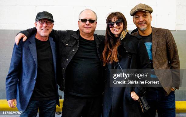 David Lovering, Black Francis, Paz Lenchantin and Joey Santiago of Pixies pose backstage at Fopp Manchester on September 18, 2019 in Manchester,...