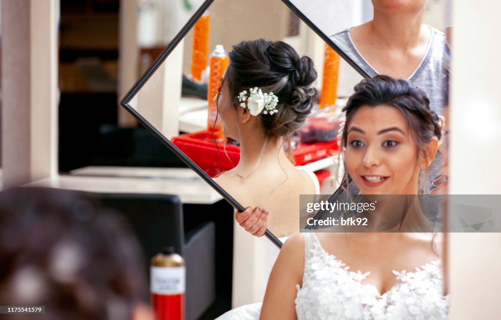 Beauty time for bride.