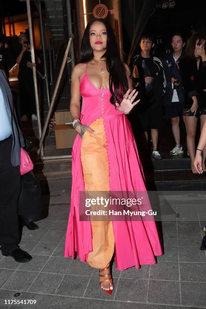 Rihanna is seen walking in Itaewon down town on September 19, 2019 in Seoul, South Korea.