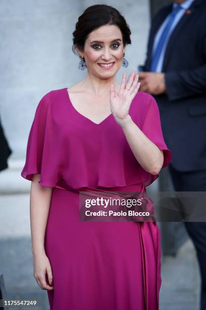 President of Madrid Isabel Diaz Ayuso arrives at Royal Theatre on September 18, 2019 in Madrid, Spain.