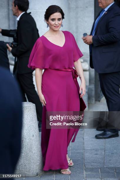 President of Madrid Isabel Diaz Ayuso arrives at Royal Theatre on September 18, 2019 in Madrid, Spain.