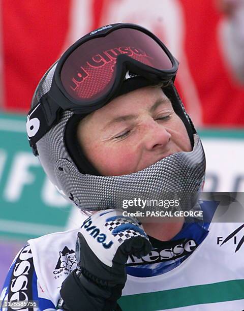 La skieuse française Régine Cavagnoud est très déçue, dans l'air d'arrivée de la piste de Bormio où se dispute du 15 au 19 mars, les finales de la...