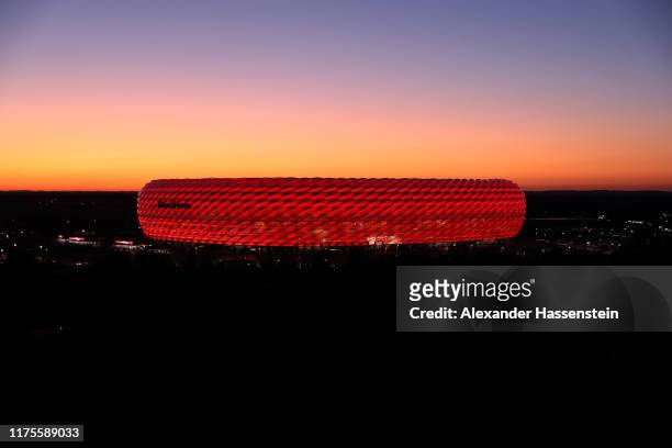 General view of the Allianz Arena prior to the UEFA Champions League group B match between Bayern Muenchen and Crvena Zvezda at Allianz Arena on...