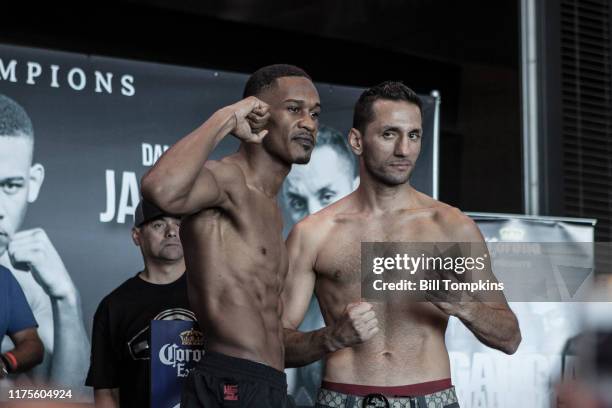 Bill Tompkins/Getty Images Danny Jacobs and Sergio Mora faceoff and pose on July 31, 2015 at Barclays Center in Brooklyn.