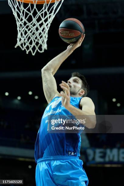 Victor Arteaga of Movistar Estudiantes during Movistar Estudiantes vs BAXI Manresa in Liga basketball Endesa regular season game celebrated in Madrid...