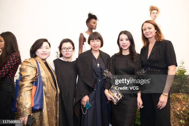 Queennie Yang , Caroline Hu, , Angelica Cheung , Caroline Rush CBE and Wendy Yu , CEO and Founder of Yu Holdings, attend a presentation in...