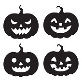 Halloween pumpkins silhouette icon set