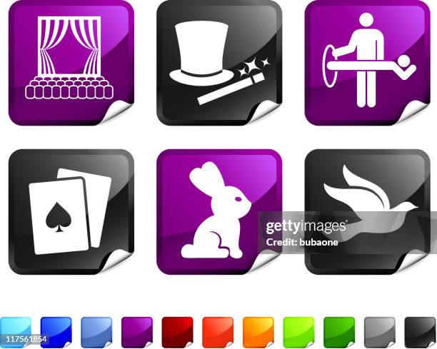 magic show royalty free vector icon set stickers - magic show stock illustrations