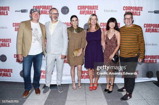 Dan Bakkedahl, Sam Bain, Demi Moore, Wendy Meredith, Jennifer Kim and Mike Falbo arrive at the LA Premiere of Screen Media Film's "Corporate Animals"...