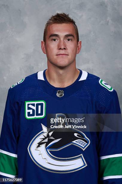 Micheal Ferland of the Vancouver Canucks poses for his official headshot for the 2019-2020 season on September 12, 2019 at Rogers Arena in Vancouver,...