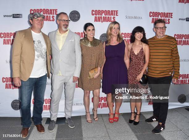 Dan Bakkedahl, Sam Bain, Demi Moore, Wendy Meredith, Jennifer Kim, and Mike Falbo attend the L.A. Premiere of Screen Media's "Corporate Animals" at...