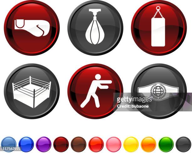 sports & boxing royalty free vector icon set - boxing ring empty stock illustrations
