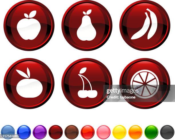 fruit royalty free vector icon set - golden delicious apple stock illustrations