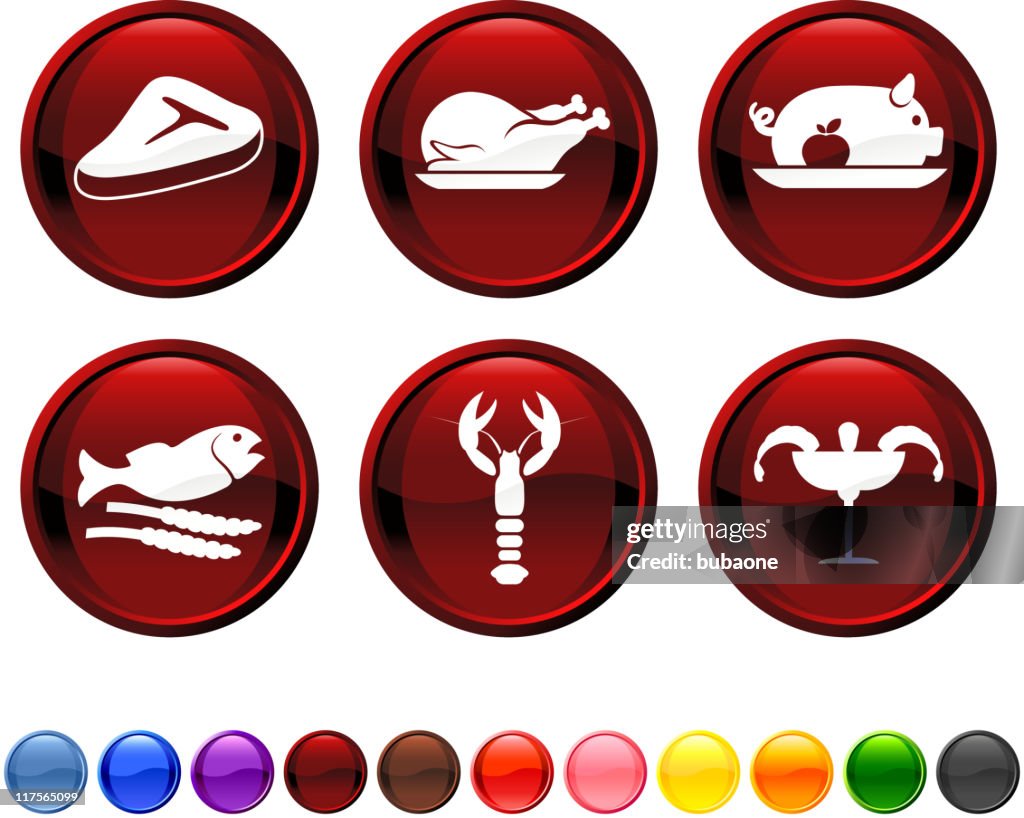 Meat and sea food royalty free vector icon set