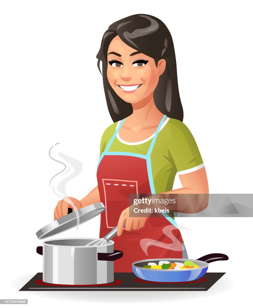 Young Woman Cooking High-Res Vector Graphic - Getty Images