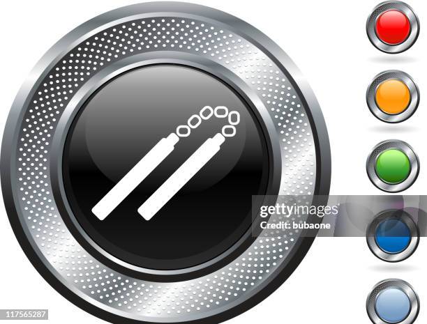 nunchucks royalty free vector art on metallic button - ninja stock illustrations
