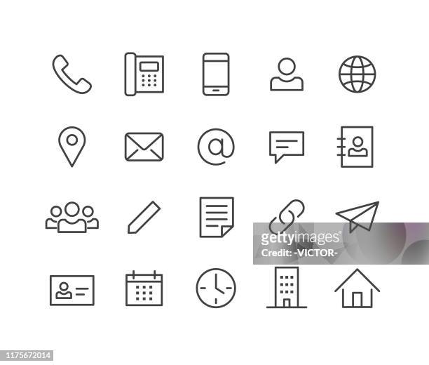 ilustraciones, imágenes clip art, dibujos animados e iconos de stock de iconos de contacto - classic line series - conexión