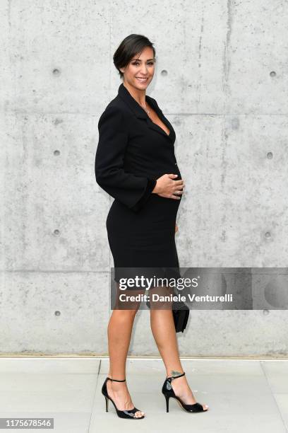Flavia Pennetta attends the Emporio Armani fashion show during the Milan Fashion Week Spring/Summer 2020 on September 19, 2019 in Milan, Italy.