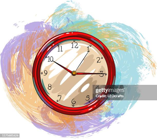 wall clock drawing - vintage wall clock stock illustrations