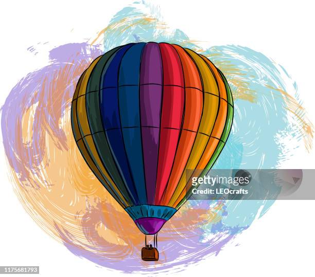 hot air balloon drawing - air scribbles stock illustrations