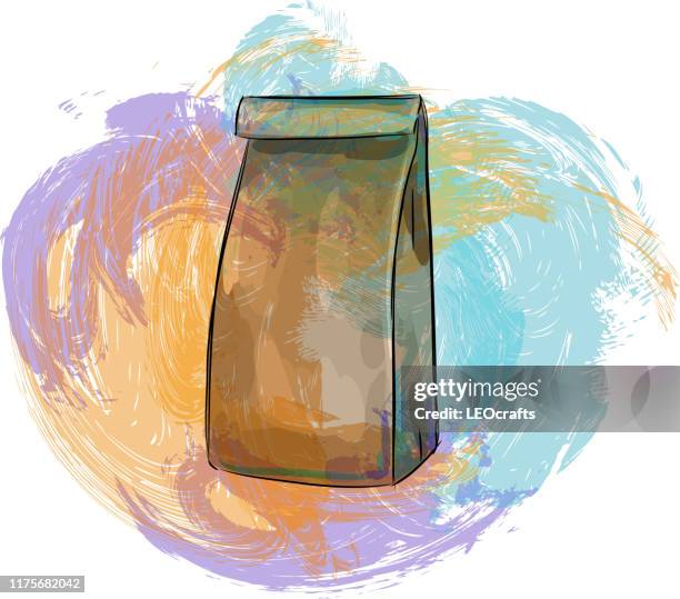 brown bag lunch drawing - brown bag lunch stock illustrations
