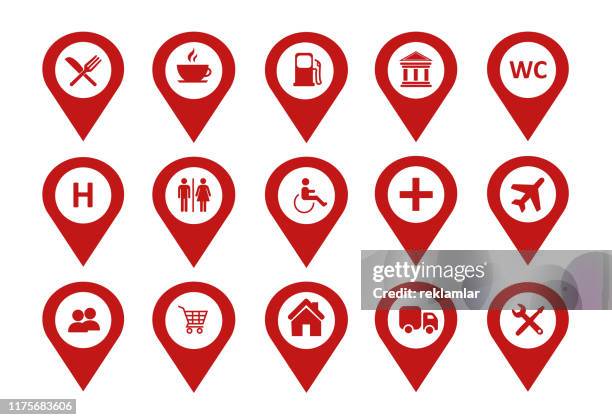 location icons set vector. map pin location icons set on white background. - pinning stock illustrations