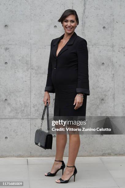 Flavia Pennetta attends the Emporio Armani fashion show during the Milan Fashion Week Spring/Summer 2020 on September 19, 2019 in Milan, Italy.