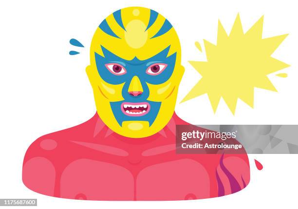 bildbanksillustrationer, clip art samt tecknat material och ikoner med lucha libre mexikansk brottare porträtt - brottning