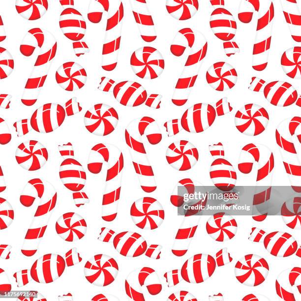 seamless christmas candy illustration pattern, white background - christmas candy jar stock illustrations