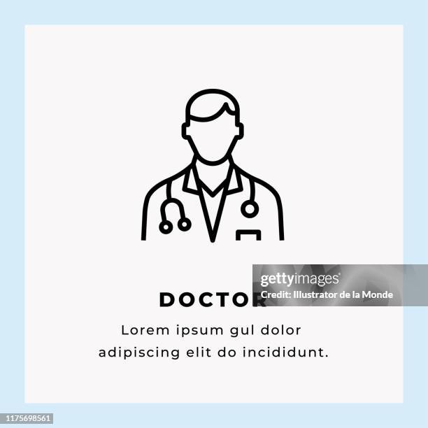 ilustraciones, imágenes clip art, dibujos animados e iconos de stock de doctor line icon stock illustration - visita