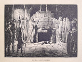 19th century illustration of druids practicing human sacrifice