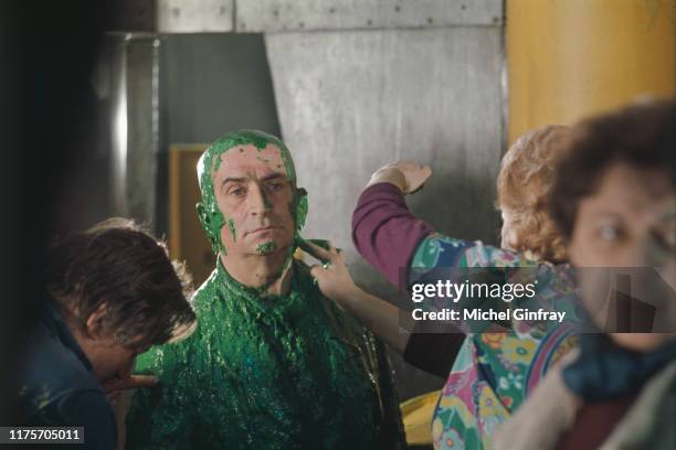 Louis de Funes on the set of "Les aventures de Rabbi Jacob" directed by Gerard Oury, 28th March 1973