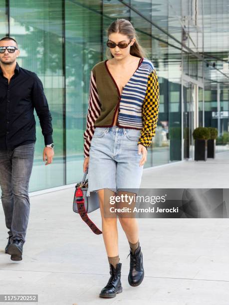 Gigi Hadid is seen during the Milan Fashion Week Spring/Summer 2020 on September 19, 2019 in Milan, Italy.