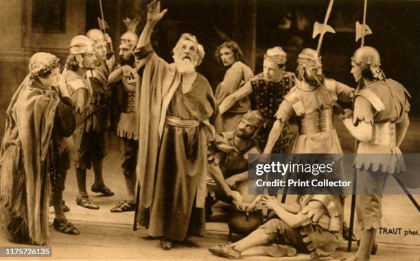 Peter denies Jesus, 1922. Andreas Lang as St Peter in the Oberammergau Passion Play. The play is performed every 10 years, on open-air stages, by the...