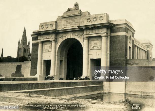 Menin Gate Memorial to the Unknown Soldiers of the British Armies', Ypres, Belgium, circa 1927. The Menin Gate, designed by Sir Reginald Blomfield,...