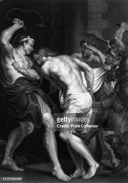 By whose stripes ye were healed, mid 19th century. Biblical scene, from 1 Peter 2: 24: 'Who his own self bare our sins in his own body on the tree,...