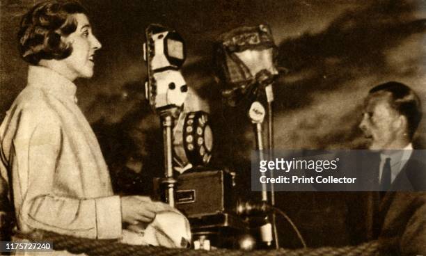 Amy Johnson broadcasting from Croydon Airport . In 1930, British aviator Johnson became the first woman to fly solo from Britain to Australia in her...
